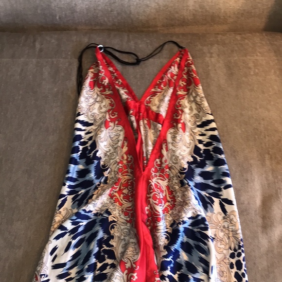 Red, white, blue satin dress or beach cover up one size fits all - Picture 9 of 9